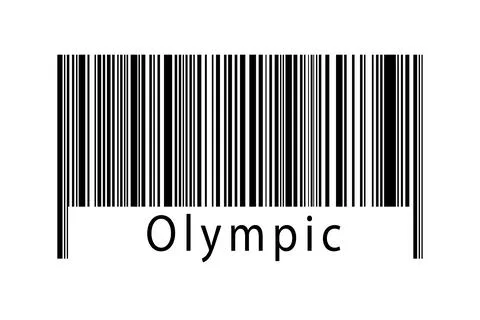 Barcode on white background with inscription Olympic below. Concept of tradin Stock Illustration
