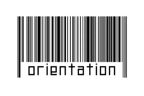 Barcode on white background with inscription orientation below. Concept of tr Stock Illustration