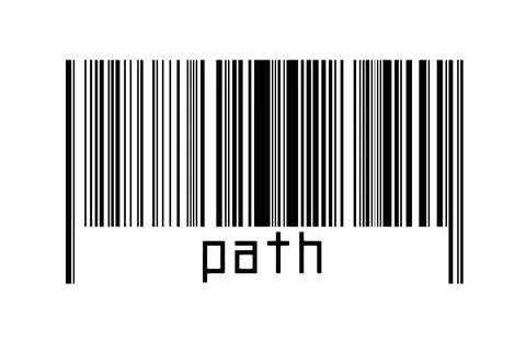 Barcode on white background with inscription path below. Concept of trading a Stock Illustration