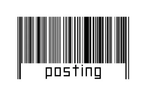 Barcode on white background with inscription posting below. Concept of tradin Stock Illustration