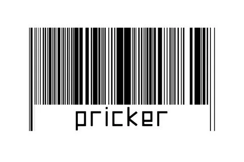 Barcode on white background with inscription pricker below. Concept of tradin Stock Illustration