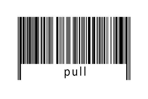 Barcode on white background with inscription pull below. Concept of trading a Stock Illustration