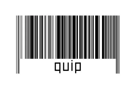 Barcode on white background with inscription quip below. Concept of trading a Stock-Illustration