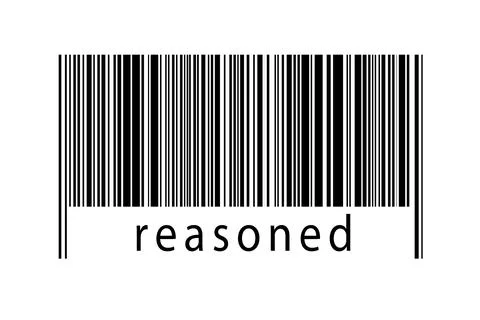 Barcode on white background with inscription reasoned below. Concept of tradi Stock Illustration