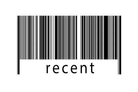 Barcode on white background with inscription recent below. Concept of trading Stock Illustration