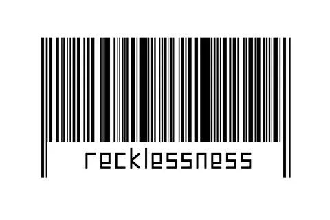 Barcode on white background with inscription recklessness below. Concept of t Stock Illustration