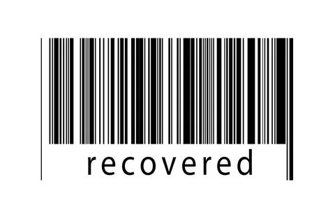Barcode on white background with inscription recovered below. Concept of trad Stock Illustration
