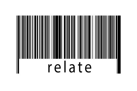 Barcode on white background with inscription relate below. Concept of trading Stock Illustration