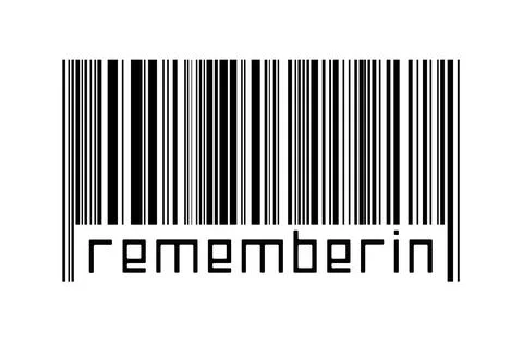 Barcode on white background with inscription remembering below. Concept of tr Stockillustratie