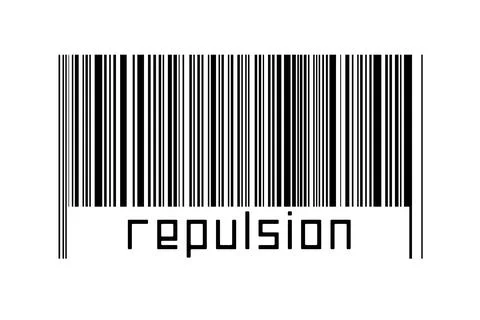 Barcode on white background with inscription repulsion below. Concept of trad Stock Illustration