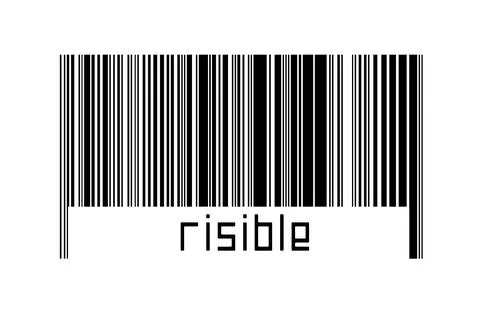 Barcode on white background with inscription risible below. Concept of tradin Stock-Fotos