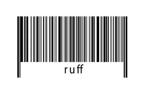 Barcode on white background with inscription ruff below. Concept of trading a Stockillustratie