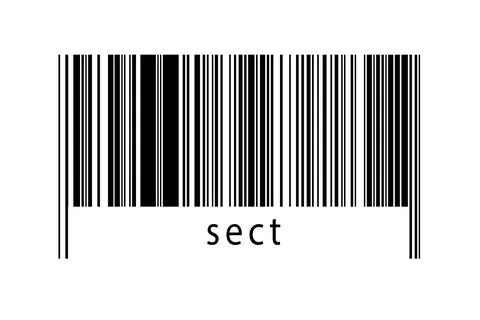 Barcode on white background with inscription sect below. Concept of trading a Stock Illustration