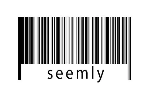 Barcode on white background with inscription seemly below. Concept of trading 스톡 일러스트
