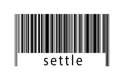 Barcode on white background with inscription settle below. Concept of trading Stock Illustration