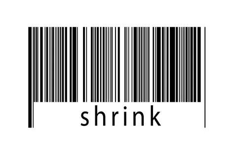 Barcode on white background with inscription shrink below. Concept of trading Stock Illustration
