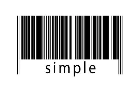 Barcode on white background with inscription simple below. Concept of trading Stock Illustration