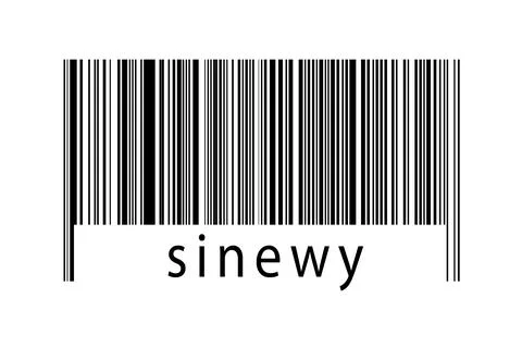 Barcode on white background with inscription sinewy below. Concept of trading 스톡 일러스트