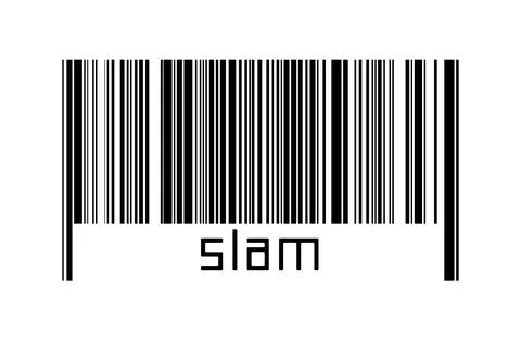 Barcode on white background with inscription slam below. Concept of trading a Illustrazione stock