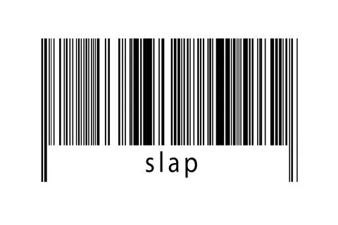 Barcode on white background with inscription slap below. Concept of trading a Stock Illustration