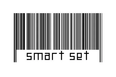 Barcode on white background with inscription smart set below. Concept of trad Stock Illustration