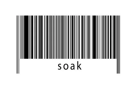 Barcode on white background with inscription soak below. Concept of trading a Stock Illustration