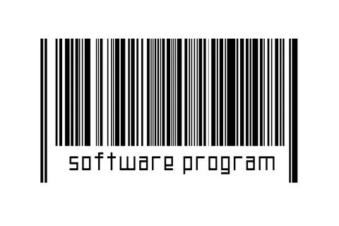 Barcode on white background with inscription software program below. Concept  Stock Illustration