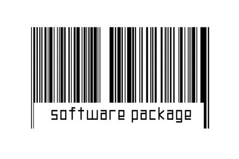 Barcode on white background with inscription software package below. Concept  Stock Illustration