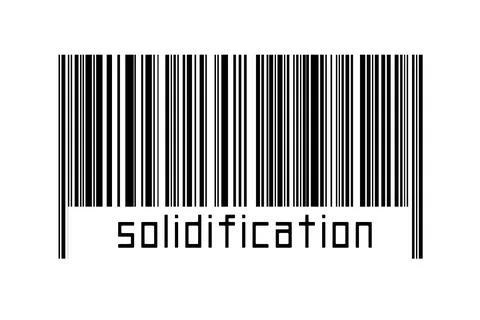 Barcode on white background with inscription solidification below. Concept of Stock Illustration