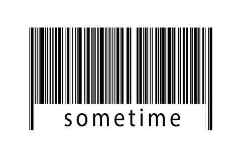 Barcode on white background with inscription sometime below. Concept of tradi Stock Illustration