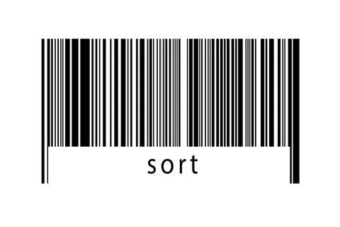 Barcode on white background with inscription sort below. Concept of trading a Stock Illustration