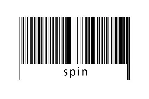 Barcode on white background with inscription spin below. Concept of trading a Stock Illustration