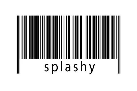 Barcode on white background with inscription splashy below. Concept of tradin Stock Illustration