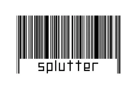 Barcode on white background with inscription splutter below. Concept of tradi Stock Illustration