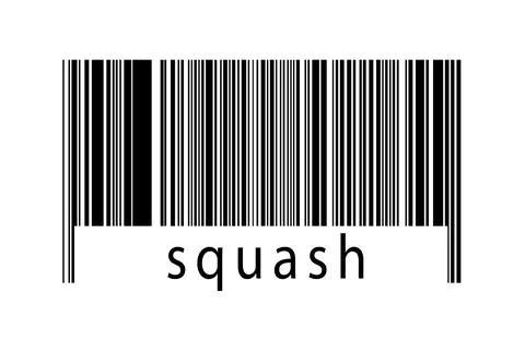 Barcode on white background with inscription squash below. Concept of trading Stock Illustration