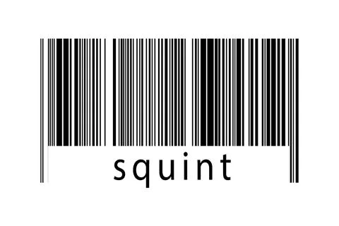Barcode on white background with inscription squint below. Concept of trading 스톡 일러스트