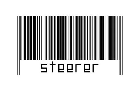 Barcode on white background with inscription steerer below. Concept of tradin Illustrazione stock