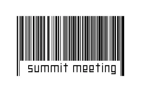 Barcode on white background with inscription summit meeting below. Concept of Ilustración de archivo