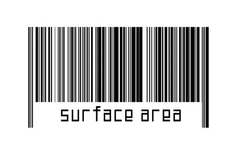 Barcode on white background with inscription surface area below. Concept of t Illustrazione stock