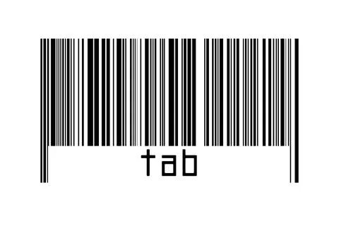 Barcode on white background with inscription tab below. Concept of trading an Stock Illustration