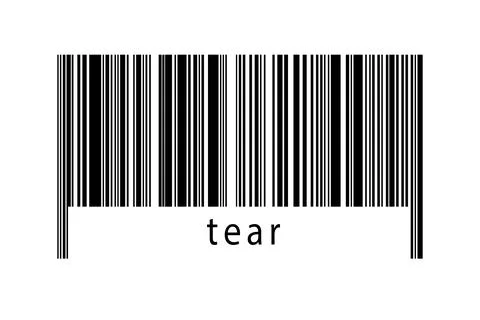 Barcode on white background with inscription tear below. Concept of trading a Stockillustratie