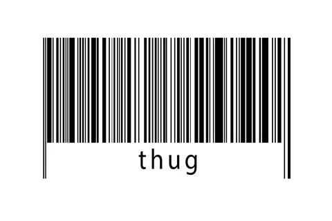 Barcode on white background with inscription thug below. Concept of trading a Stock Illustration