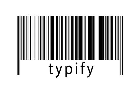Barcode on white background with inscription typify below. Concept of trading Stock Illustration