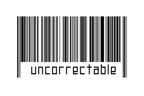 Barcode on white background with inscription uncorrectable below. Concept of  Stock Illustration