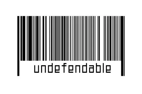 Barcode on white background with inscription undefendable below. Concept of t Stock Illustration