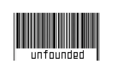 Barcode on white background with inscription unfounded below. Concept of trad Stock-Fotos