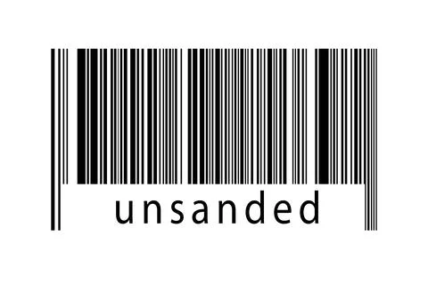 Barcode on white background with inscription unsanded below. Concept of tradi Stock Illustration