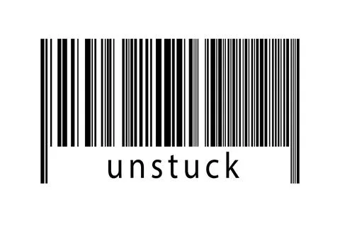 Barcode on white background with inscription unstuck below. Concept of tradin Stock Illustration