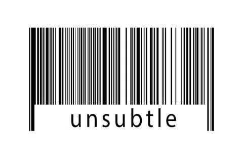 Barcode on white background with inscription unsubtle below. Concept of tradi Stock Illustration