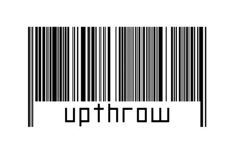 Barcode on white background with inscription upthrow below. Concept of tradin Stock Illustration